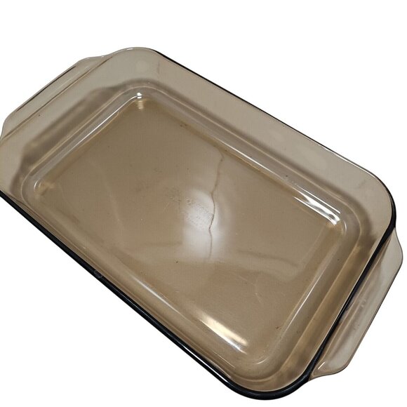 Pyrex Vision Amber Brown Rectangle Baking Pan #233-R Corning 3qt 13x9x2" scuffs - Picture 4 of 9